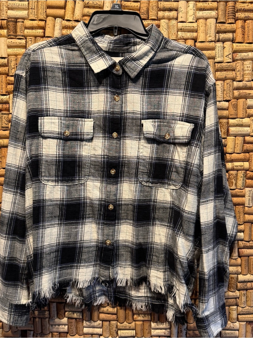 Lucky Brand Black and White Plaid Shirt
